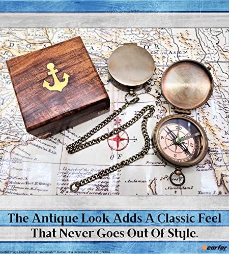 Carfar nautički kompas starinski običan gravurasti čvrsti mesingani navigacijski vintage morski kompas s