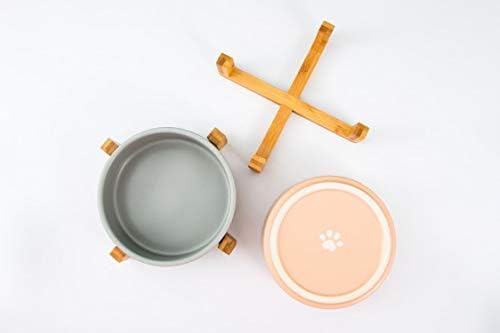 Bubbaska zdjela - uzdignuta zdjela za pse sa štandom od bambusa: boja rumenilo