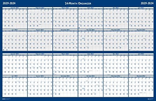 Kuća na doolittle 2023-2024 dvogodišnja laminatna reverzibilni zidni kalendar, vodoravni / vertikalni, 24