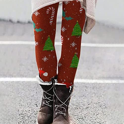 Ružne božićne gamaše za žene slatki snjegović Print Holiday Party gamars hlače visoke struk zimske termalne dno