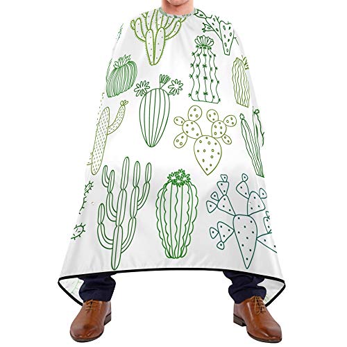 Alaza cactus Plants bijeli vodootporni Brijački ogrtač za muškarce žene brada za brijanje Bib pregača profesionalna tkanina za šišanje, 65 x 55 inča