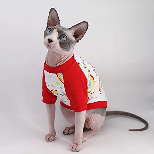 Sphynx mačka bez dlake slatka prozračna ljetna pamučna majica odjeća za kućne ljubimce, okrugli ovratnik prsluk mačići majice bez rukava, mačke & amp ;odjeća za male pse, duga)