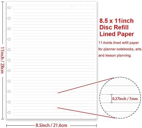 A4 TUL Lined Lined ratni papir, 11 rupa za diskove, 100Sljedeća / 200 stranica, 100gsm bijeli papir, 8,5