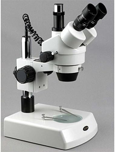 AmScope SM-2TX-DK profesionalni Trinokularni Stereo Zoom mikroskop, okular WH10x, uvećanje 3,5 X-45x, zum objektiv 0,7 X-4,5 X, Gornja i Donja LED rasvjeta, postolje za stub, 110v-120v, uključuje Darkfield kondenzator i 0,5 X Barlow objektiv