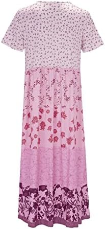 NOKMOPO mini haljine za žene Ležerne prilike Cvjetni print Maxi haljina s dugim rukavima Okrugla