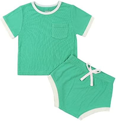Twinor bamboo rebraste bebe ljetne odjeće za dječake majice malih majica za majice 2pcs Set odjeće