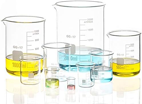 Planinski muški laboratorijski čaša set za hemiju Laboratorija jasni laboratorijski čas Borosilikat staklene toplotne laboratorije otporne na toplinu 50ml / 100ml / 500ml / 1000ml / 2000ml / 2000ml / 2000ml