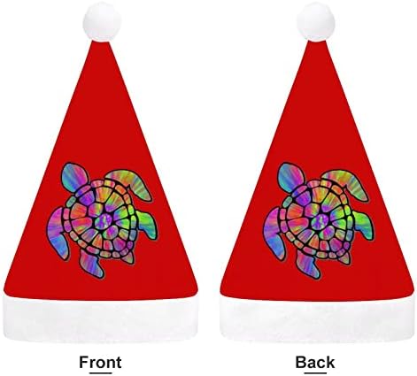 Morska kornjača Tye - Dye Božićni šešir Santa Claus šeširi kratki pliš sa bijelim manžetama za muškarce žene Božić dekoracije za prazničnu zabavu