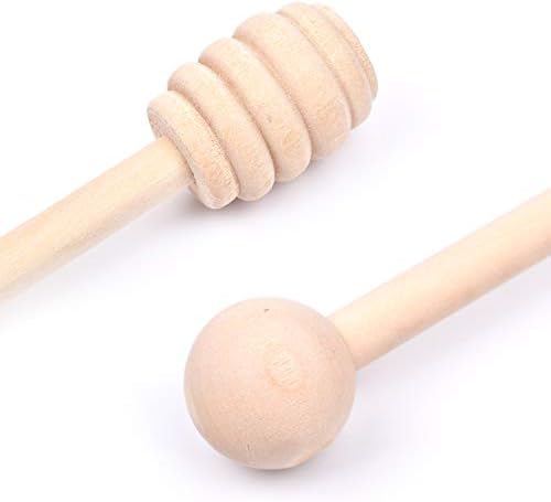Mini drveni štapići za med i med od 24 pakovanja, Mini štapić za miješanje meda od 4 inča, za teglu za med