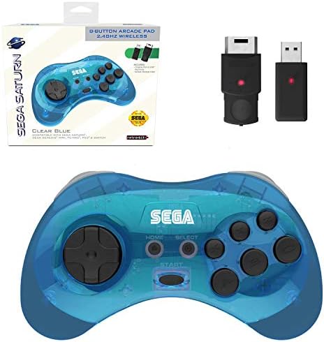 Retro-bit službeni Sega Saturn 2.4 GHz bežični kontroler 8-gumni arkadni jastuk za Sega Saturn, Sega