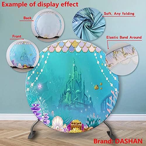 DASHAN 7. 2x7. 2Ft plava svjetlucava Deluxe Drippy okrugla poliesterska pozadina Baby Shower luksuzna