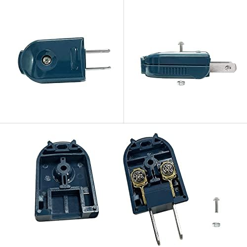 Zamjena produžnog kabla muški utikač, 2 kraka, 125V / 10a, bez uzemljenja, idealno za male uređaje kao što su Power Strips & lampe & DIY projekti, 3 pakovanja, plava