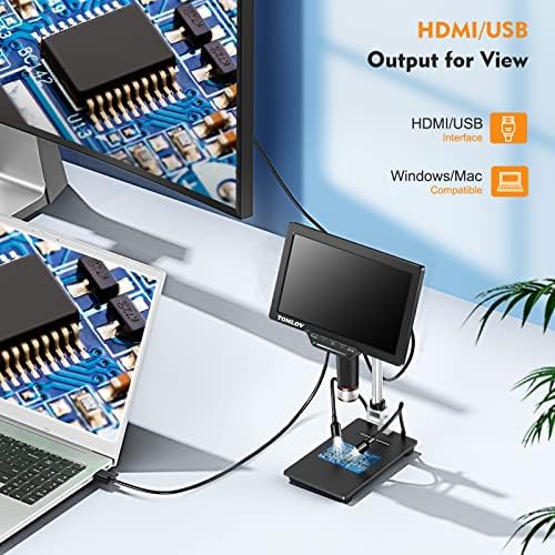 Tomlov DM202 HDMI digitalni mikroskop + širokokutni objektiv WL01,10,1 inčni LCD mikroskop, 16MP kamera