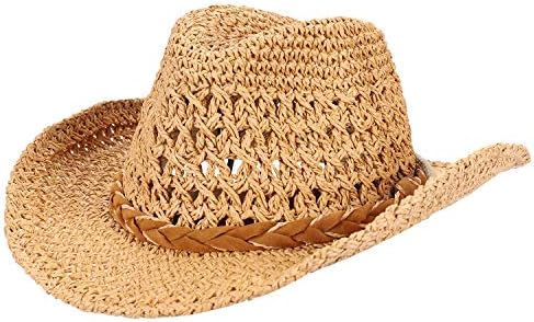 Slamnati kaubojski šešir Široki Obodski šešir za sunčanje kaubojka ljetni Panamski šešir s remenom za bradu