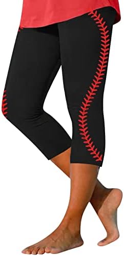 Žene 2023 Baseball Ispis Stretch gamaši Ležerne prilike Comfy Visoki struk Slim Yoga Hlače Tajice