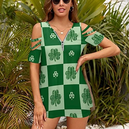 CGGMVCG ženske St Patricks Day Shirt modni Top za žene Zapadni Shirt Zipper kratki rukav ženske St Patricks