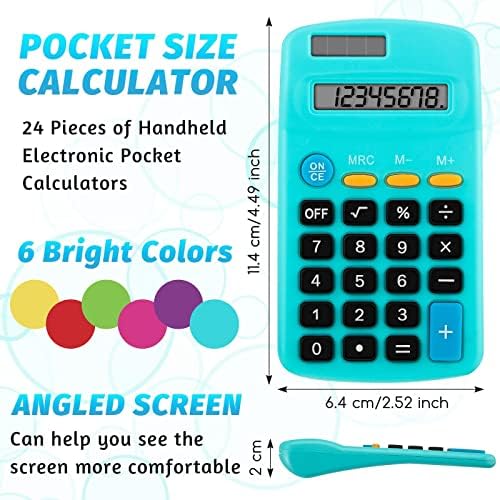 Kalkulator džepne veličine 8-cifreni prikaz osnovni kalkulator solarna baterija Mini kalkulator dvostruke snage za studente desktop kućne kancelarije djeca, 6 boja