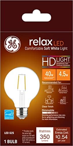 Ge rasvjeta Relax LED sijalica, 40 W Eqv, meka Bijela HD lampa, G25 Globusne sijalice, Srednja baza