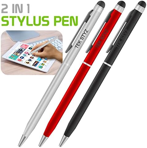 Pro stylus olovka za Samsung Godiva sa mastilom, visokom preciznošću, ekstra osetljivim, kompaktnim obrascem za dodirne ekrane [3 pakovanje-crno-crveno-srebro]