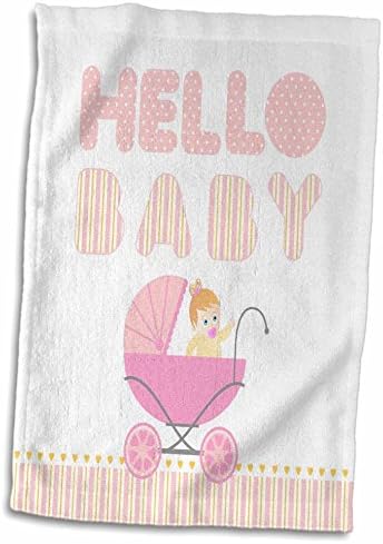 3drose beba ružičasta kolica sa djetetom i zdravom dječjom porukom na ružičastoj i ... - ručnici
