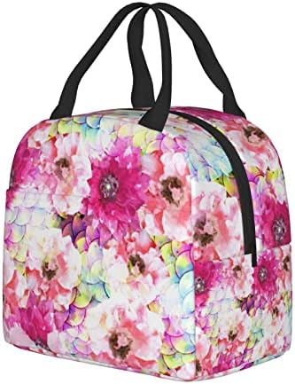 PrelerDIY Flowers Lunch Box-izolovane torbe za ručak za žene / muškarce Tie Dye Mermaid Design višekratne torbe za ručak, savršene za kancelariju/kampovanje/planinarenje/piknik/plažu/putovanja