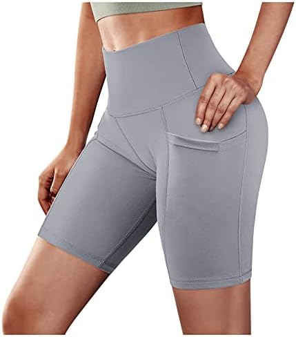 Joga kratke hlače za žene visoke struk bicikliste kratke hlače sa džepovima Tummy Control Workout Atletic