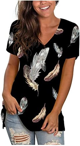 Amikadom Ljeto Fall V izrez majica ženska odjeća kratki rukav pamuk grafički ručak za blube