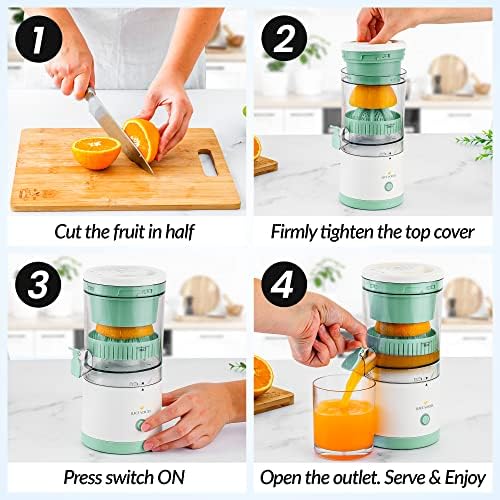 Zulay Kitchen Juice Vortex Lemon & amp; sokovnik za narandže - električni Stiskač za citruse & presa - punjiva Mašina za sokovnike - bežični prijenosni sokovnik - USB punjač & uključena četka za čišćenje