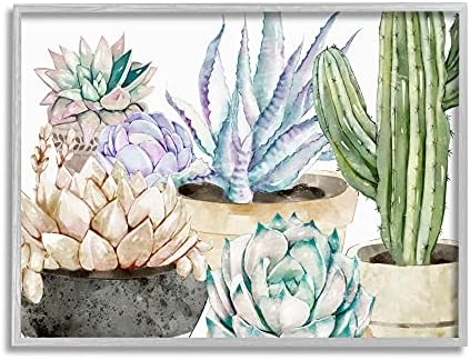 Stupell Industries Chic zatvoreni sukulenti i Kaktusi moderna Keramika uokvirena zidna Umjetnost