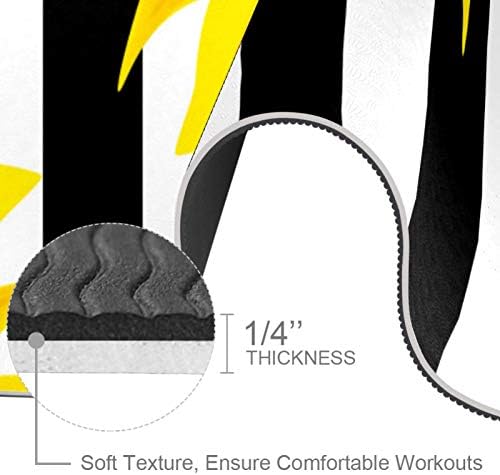 Unicey debela neklizajuća Vježba & amp; fitnes 1/4 prostirka za jogu sa žutim suncokretima bijela crna horizontalna prugasta štampa za Yoga Pilates & fitnes vježbe na podu