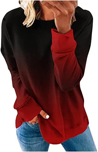 Ženska boja Block Tine Dye Duks tiskani okrugli vrat Ležerne prilike dugih rukava