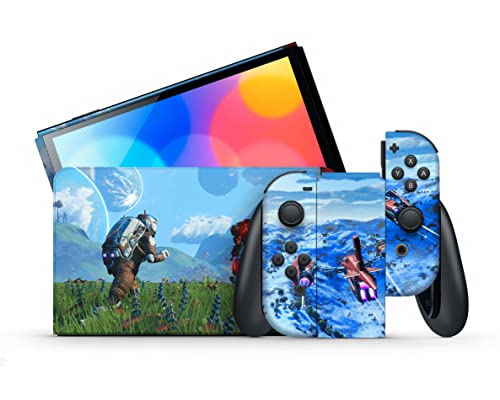 Retro Art No Man's Survival Game Oled Switch skin Decals Wrap Vinyl Cover Protective Faceplate Full Set konzola Joy-Con Dock