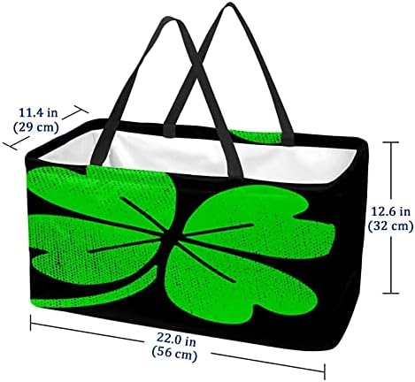 50L torbe za kupovinu Lucky Irish Clover Shamrock Leafs za Dan Svetog Patrika sklopiva kutija za kupovinu torba za namirnice sa ručkama, za višekratnu upotrebu