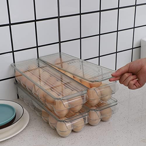 CQ akrilni 14 držač za jaja za frižider, prozirna plastična posuda za skladištenje jaja, kućna kutija za čuvanje svježih jaja sa poklopcem i ručkom za frižider,posuda za Vražja jaja velikog kapaciteta