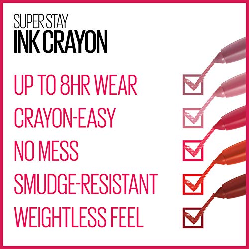 Maybelline Super Stay Ink Crayon ruž za usne Makeup, Precision Tip Matte Crayon za usne sa