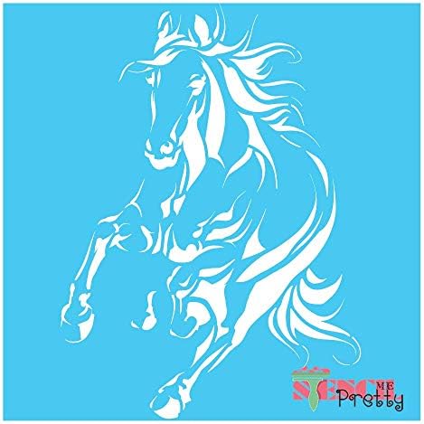 Trčanje konja Stencil Wild Mustang najbolji Vinilni šablon veliki konj šablone za farbanje na drvetu, platnu, zidu, podu, - s briljantnim materijalom plave boje