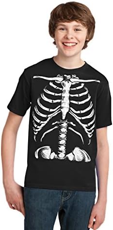 Kavez za skeleton | Jumbo Print Novelty Halloween Kostim Youth Majica