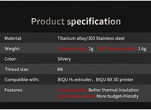 Satson H2 Ekstruder toplotne pauze Svi metalni dijelovi za hlađenje od nehrđajućeg čelika 3D pisača za B1 .0 Hotend setovi, 2pcs