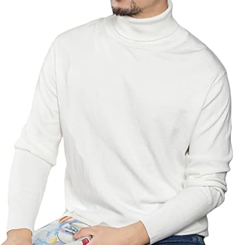 Mens Turtleneck Dukseri labavi fit Basic Pleted Termal mekani džemper casual pulover s dugim rukavima