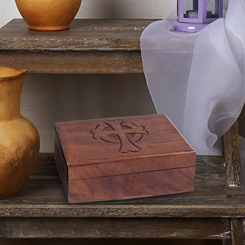 Stonebriar pravougaona kutija za uspomenu od prirodnog drveta sa poklopcem na šarke, Ukrasna kutija za sitnice, jedinstvena brojanica i držač nakita, ideja vjerskog poklona za prijatelje i porodicu