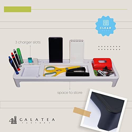Clean Desk, Compact Organizator stola za održavanje vašeg stola urednog i urednog - uključuje olovku, tablet i držač telefona, crno-bijele boje