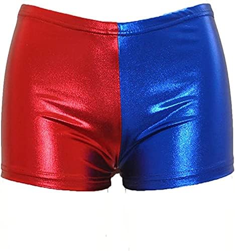LoxDonz Ženske metalne kratke hlače Stinjske hlače Crveni plavi rave plijen plesne kratke hlače