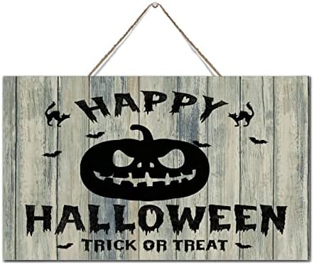 Happy Halloween Trik ili tretiranje drvene palete Zidna ploča potpisuje seoska kuća stol zida Dekor Drveni plak potpisao sa drvenim plaketom Dekorativni pauk šipka Spider Web Wood Zidni znak za spavaću sobu 6x10