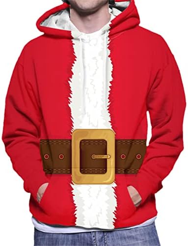 XXBR božićne dukseve za muške, smiješne Xmas kostime Santa Claus Print Designer Dukseri 3D grafički pulover