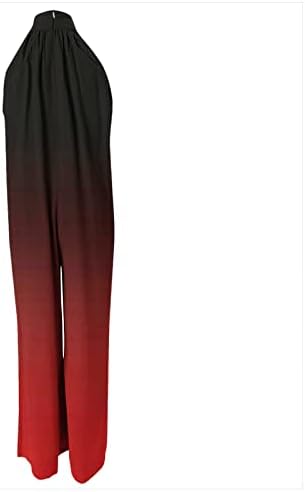Ženski kombinezon bez rukava Halter Gradient Playsuit Flowy široke nogavice duge pantalone Romper sa džepovima trendi Outfit