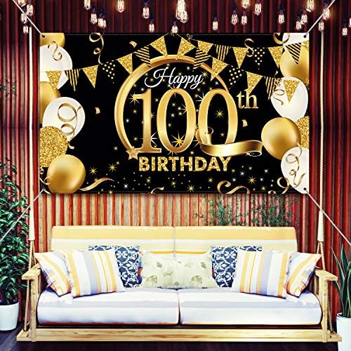 Dekoracija rođendanske zabave izuzetno velika tkanina crno zlato znak Poster za Anniversary Photo Booth Backdrop