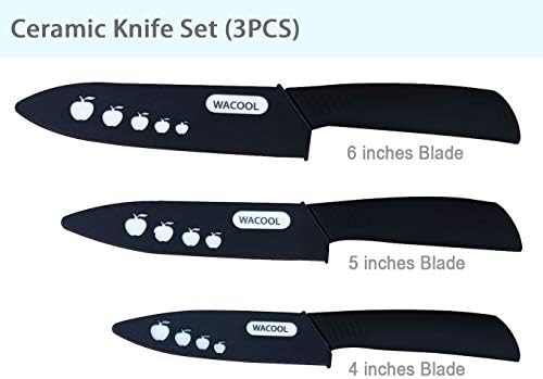 Wacool keramički set noža 3-dijelni, sa 3 omotača noža za svaku oštricu