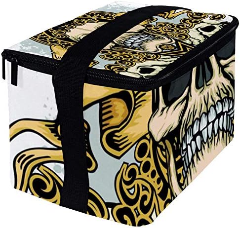 Nepropusna kutija za ručak, izolovana Bento kutija za muškarce i žene za odrasle, kanta za ručak za višekratnu upotrebu sa naramenicom Skull Union