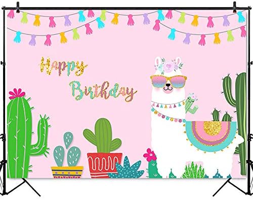 Mocsicka Llama Sretan rođendan pozadina oh La Llama Cactus tema rođendan pozadina cijeli Llama zabava Rođendanska zabava torta stol ukras Photo Booth rekvizite