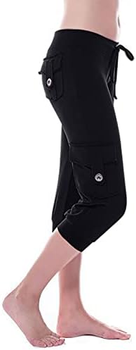 Ženska Slim Cropped Capris Cargo Joggers Pješačke hlače Elastična struka Soft Duksev Ležerne prilike Stretch Yoga Rose